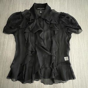 Robert Rodriguez 100% silk sheer short sleeve top